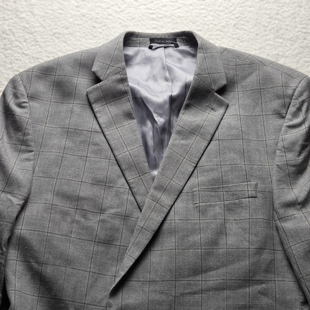 Lauren Ralph Lauren Blazer Mens 48L Gray Silk Wool Check Sport Coat Jacket